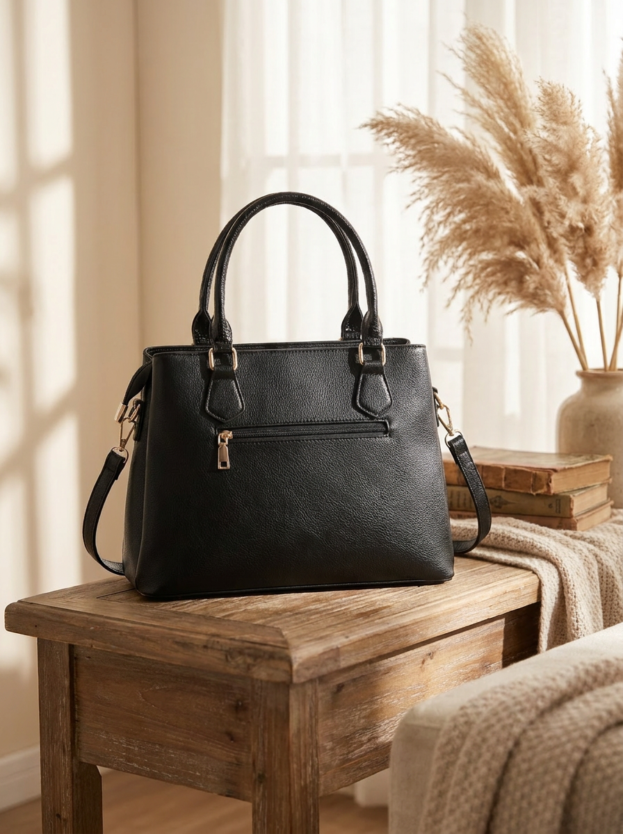 Women's Elegant Top Handle Satchel Bag - Multi-Compartment Crossbody Handbag
