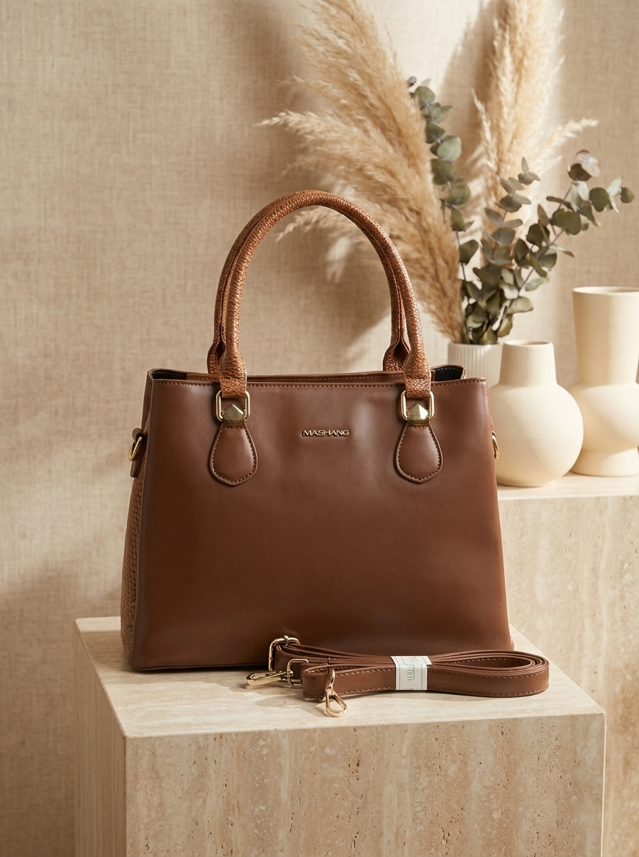 Women's Elegant Top Handle Satchel Bag - Multi-Compartment Crossbody Handbag
