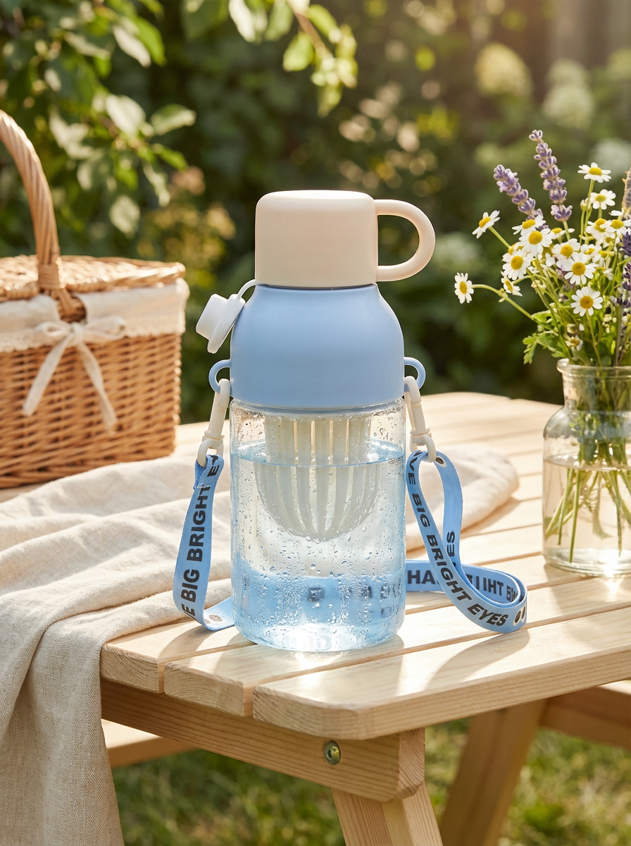 Portable Infuser Water Bottle with Cup Lid - 480 ml