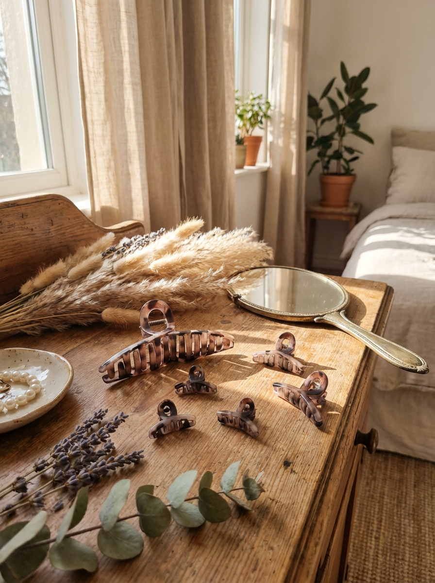 Vintage Tortoise Shell Hair Claw Clip Set | Large & Mini Resin Hair Accessories