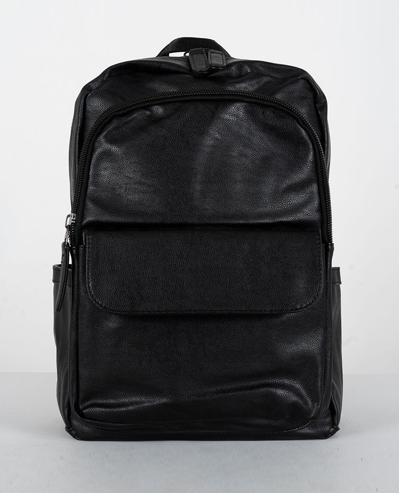 Leather Style Zip front functional backpack