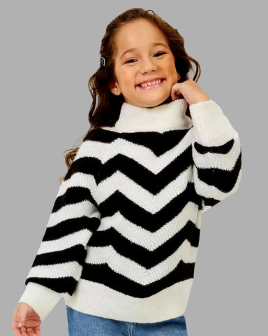 Girls Knitted High Neck Sweater