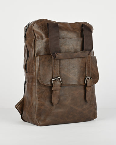 Leather Style buckle backpack