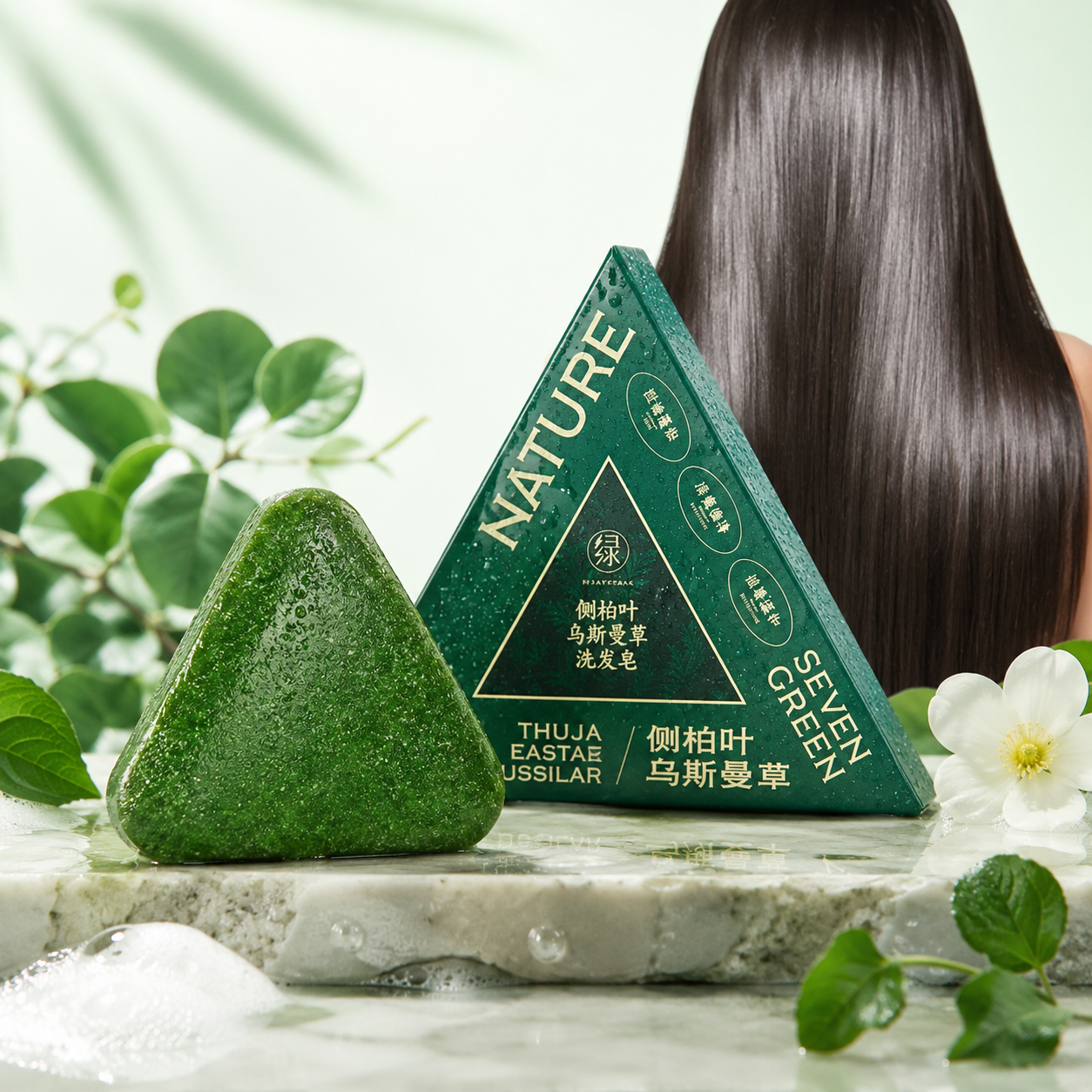 Shampoo Bar Plant-Based Nature Seven Green Soap Shampoo 2 Pc Set