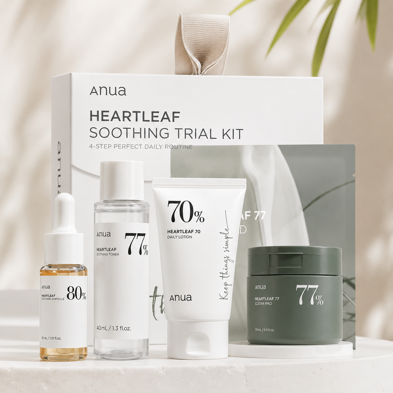 Anua Heartleaf Soothing Trial Kit – 4-Step Daily Skincare Routine | Buy 1 Get 1 Free Bundle