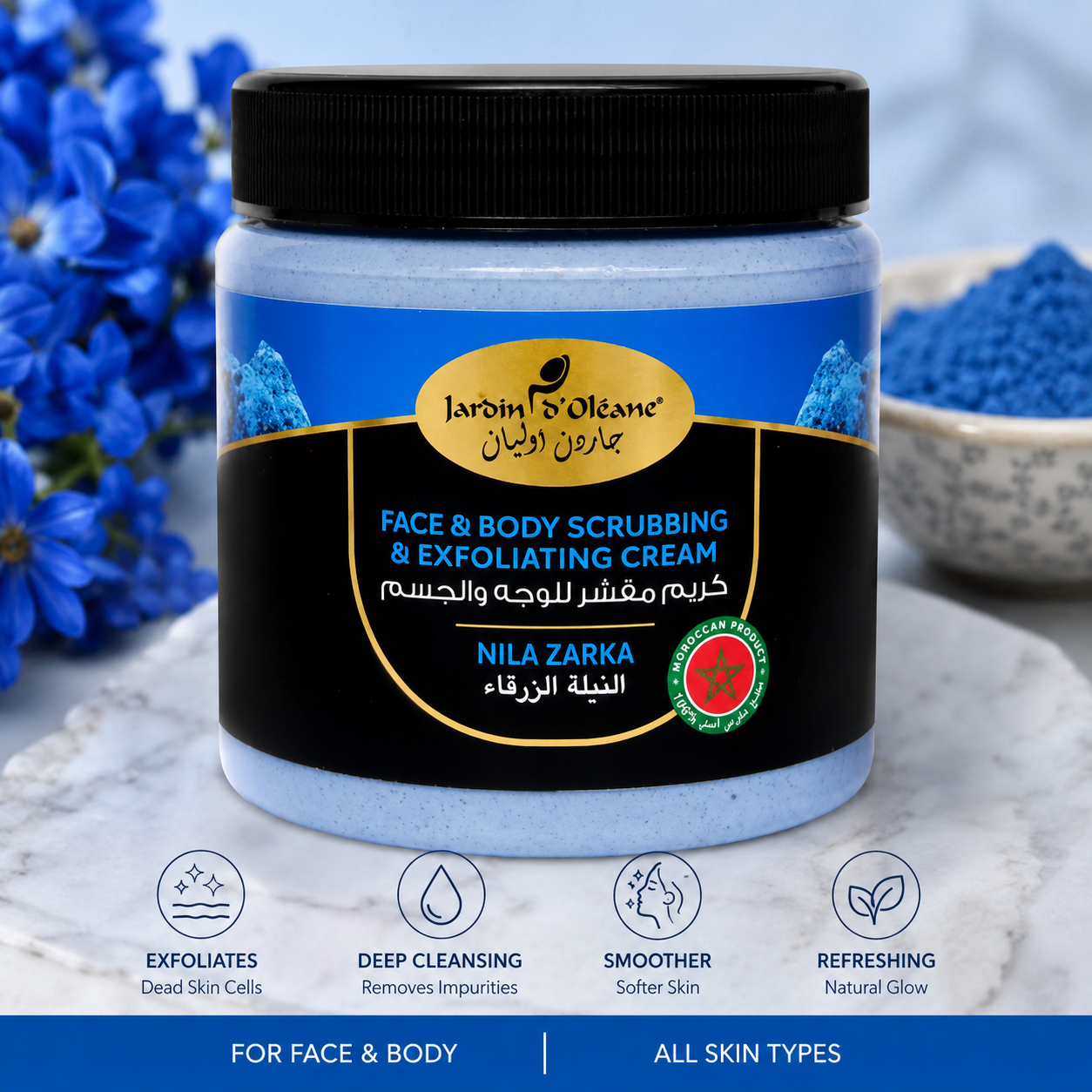 Jardin D’Oléane Nila Zarka Face & Body Scrubbing & Exfoliating Cream – Deep Cleansing & Smooth Skin Care