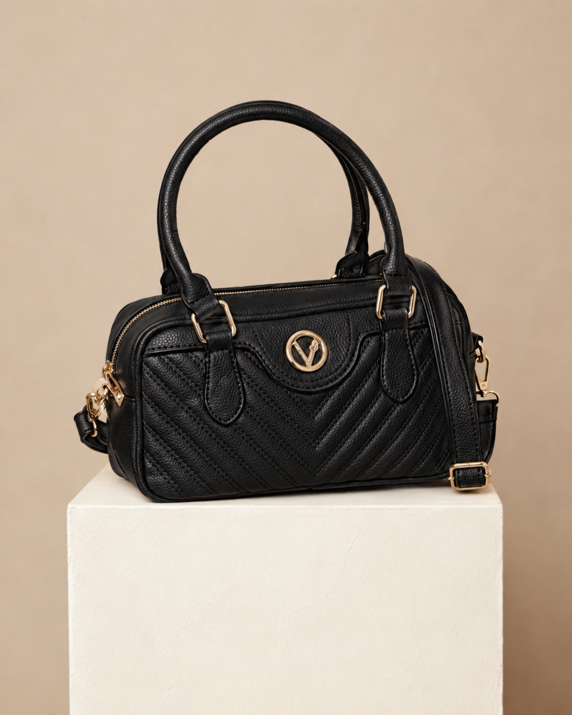 Elegant Chevron Quilted Top-Handle Handbag – Versatile Satchel Bag