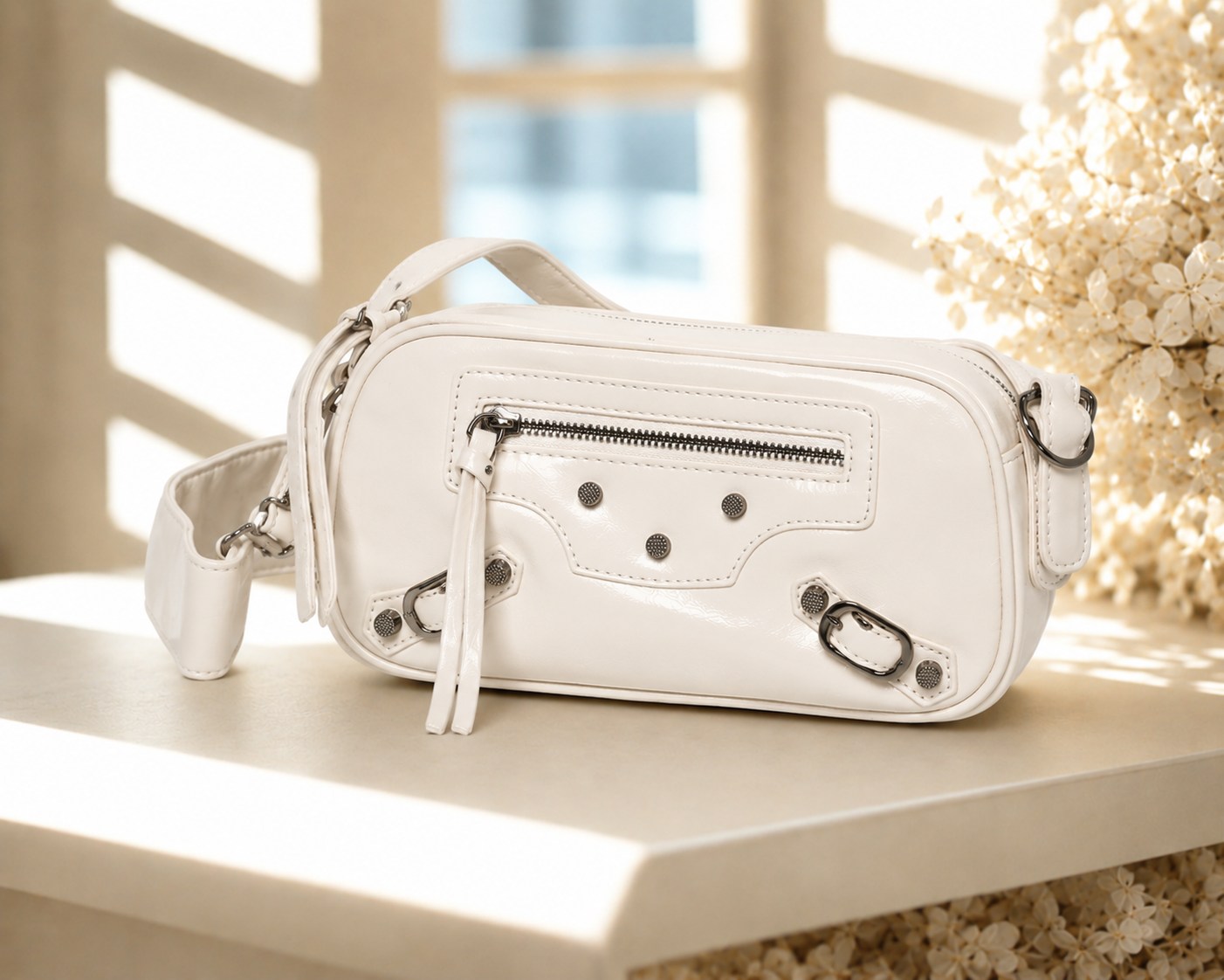Women's Rivet Crossbody Bag - Lightweight Moto Shoulder Purse