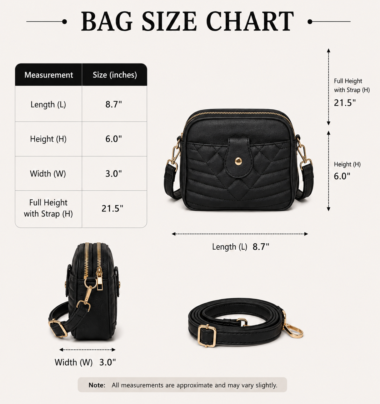 Elegant Quilted Crossbody Bag – Compact Multi-Pocket Bag