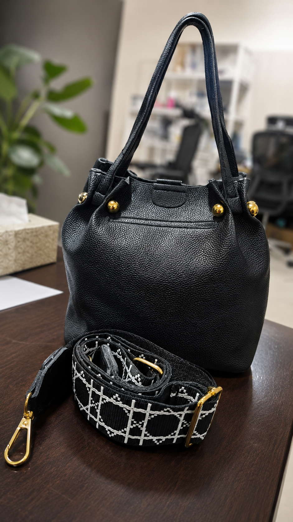 Elegant Small Tote Handbag for Women – Soft Leather Shoulder Bag with Detachable Scarf Accent