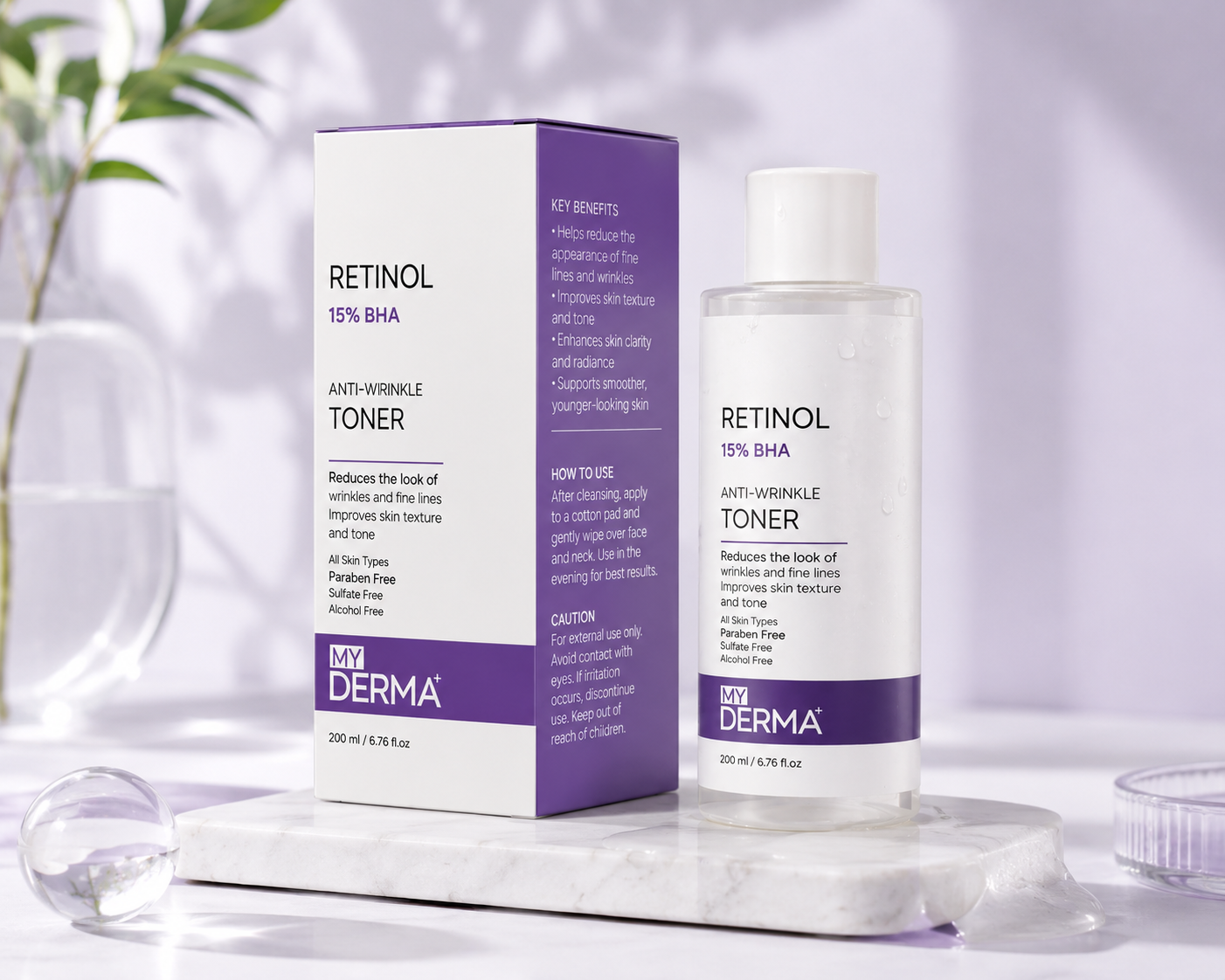 Derma MYD Beauty 15% Retinol Anti-Wrinkle Toner from 101 - 200ml