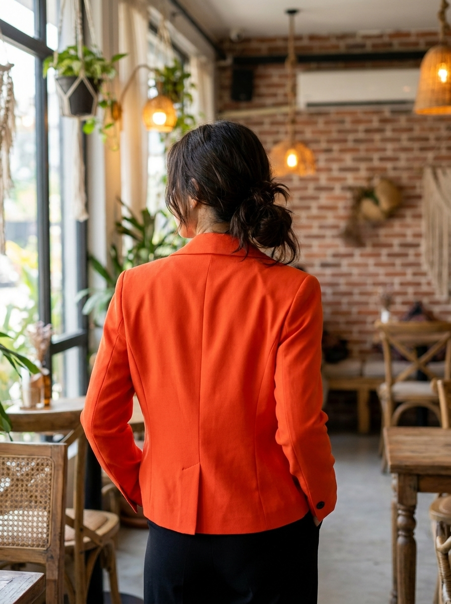 Chic Tailored Blazer in Vibrant Orange – Modern Smart-Casual Staple
