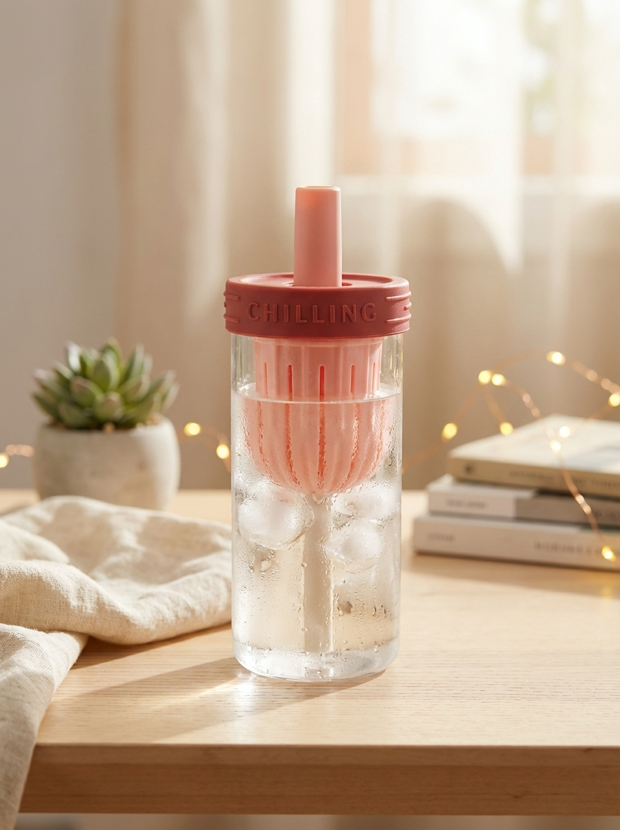 Glass Tumbler with Silicone Lid & Straw – Citrus Infuser Cup, Leakproof Iced Drink Bottle