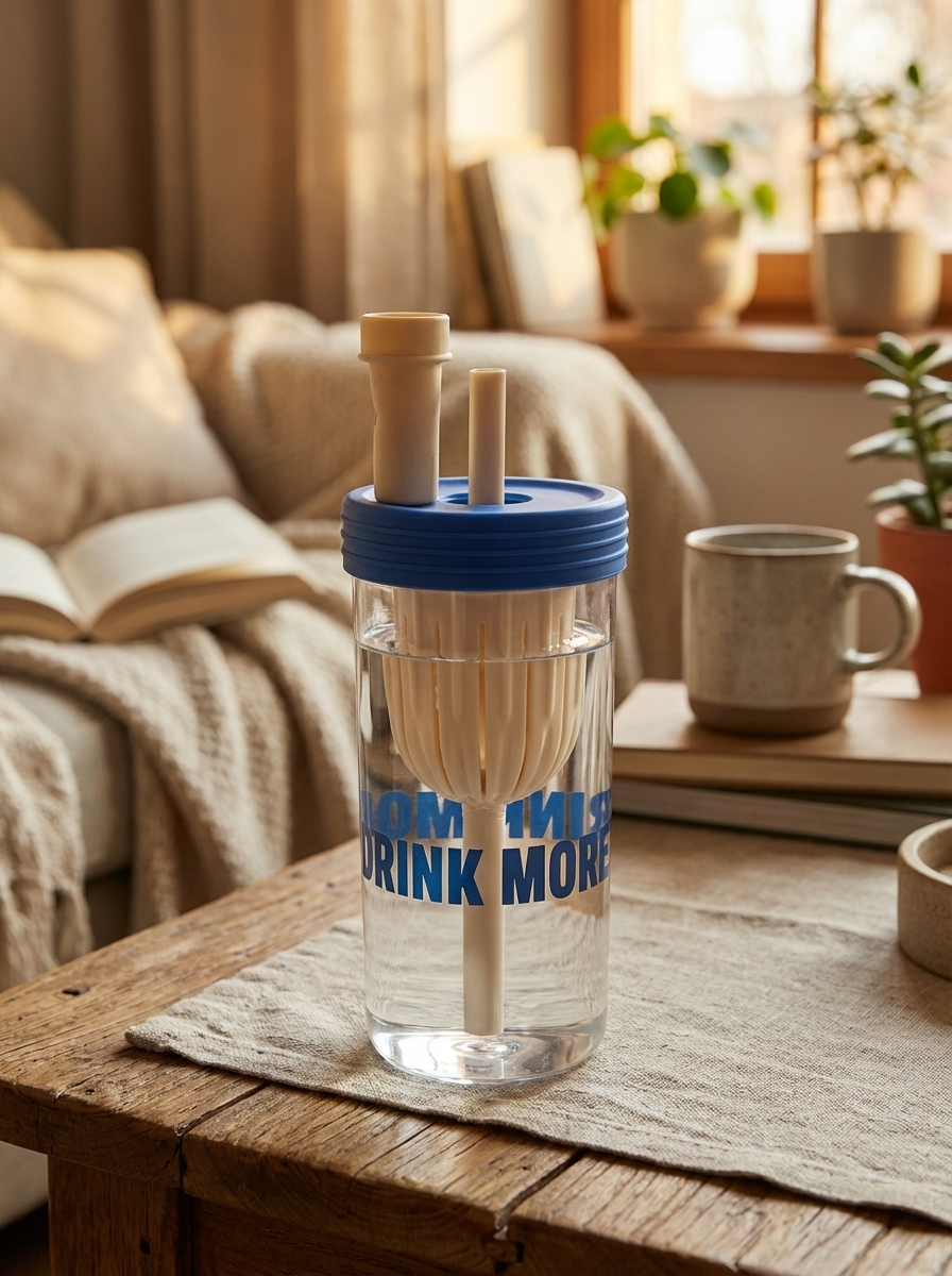 Glass Tumbler with Silicone Lid & Straw – Citrus Infuser Cup, Leakproof Iced Drink Bottle