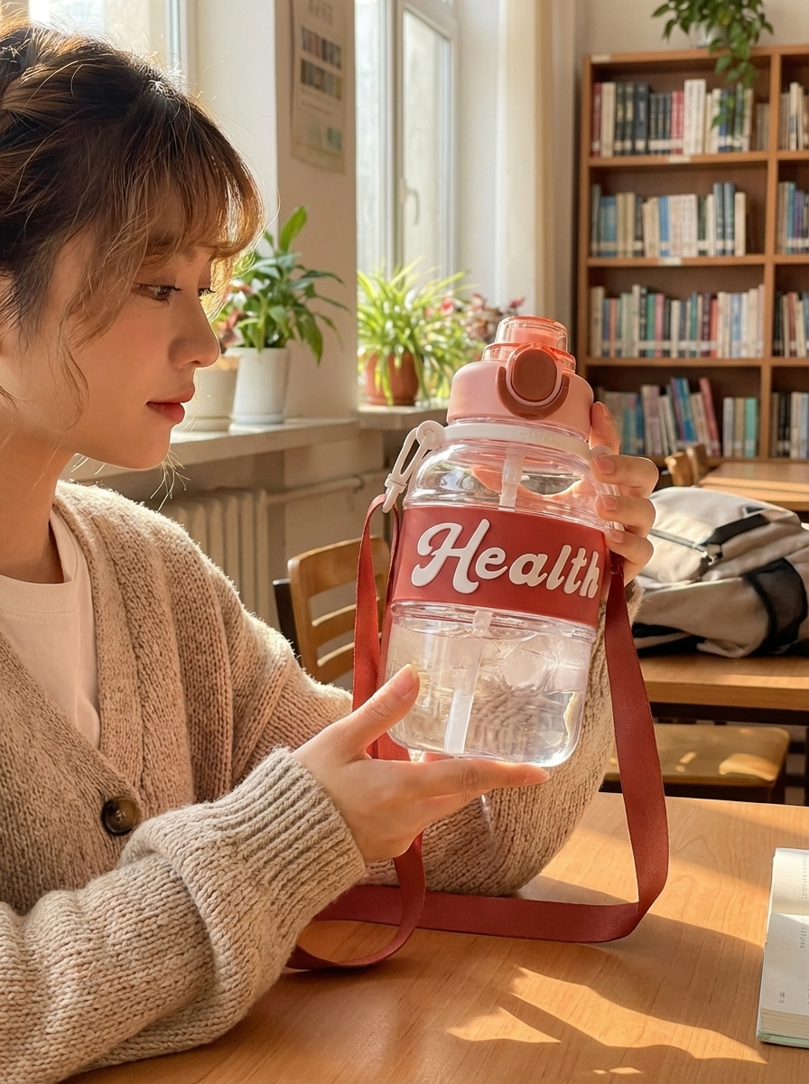 Large Water Bottle with Straw & Strap | Leakproof Sports Bottle – Fine Look