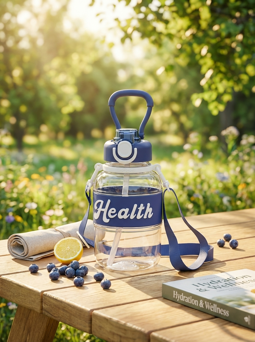 Large Water Bottle with Straw & Strap | Leakproof Sports Bottle – Fine Look