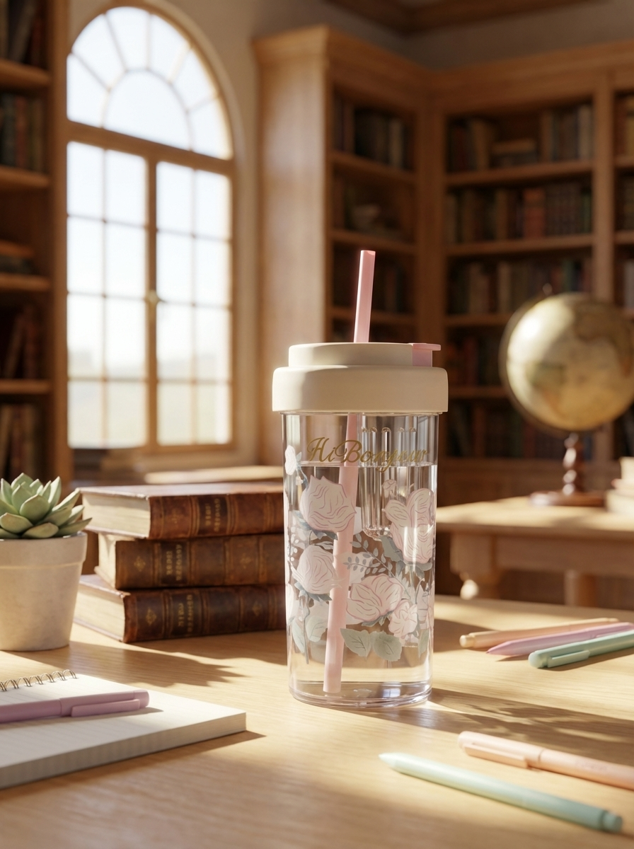 Floral Infuser Water Bottle with Straw & Strap – Leakproof Aesthetic D – FineLook