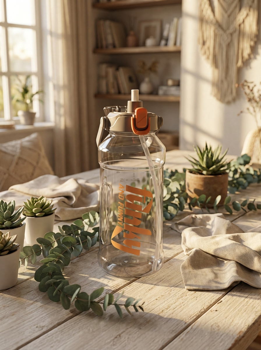 Large Capacity Motivational Water Bottle with detachable small Straw – Leakproof Gym & Sports Hydration Bottle