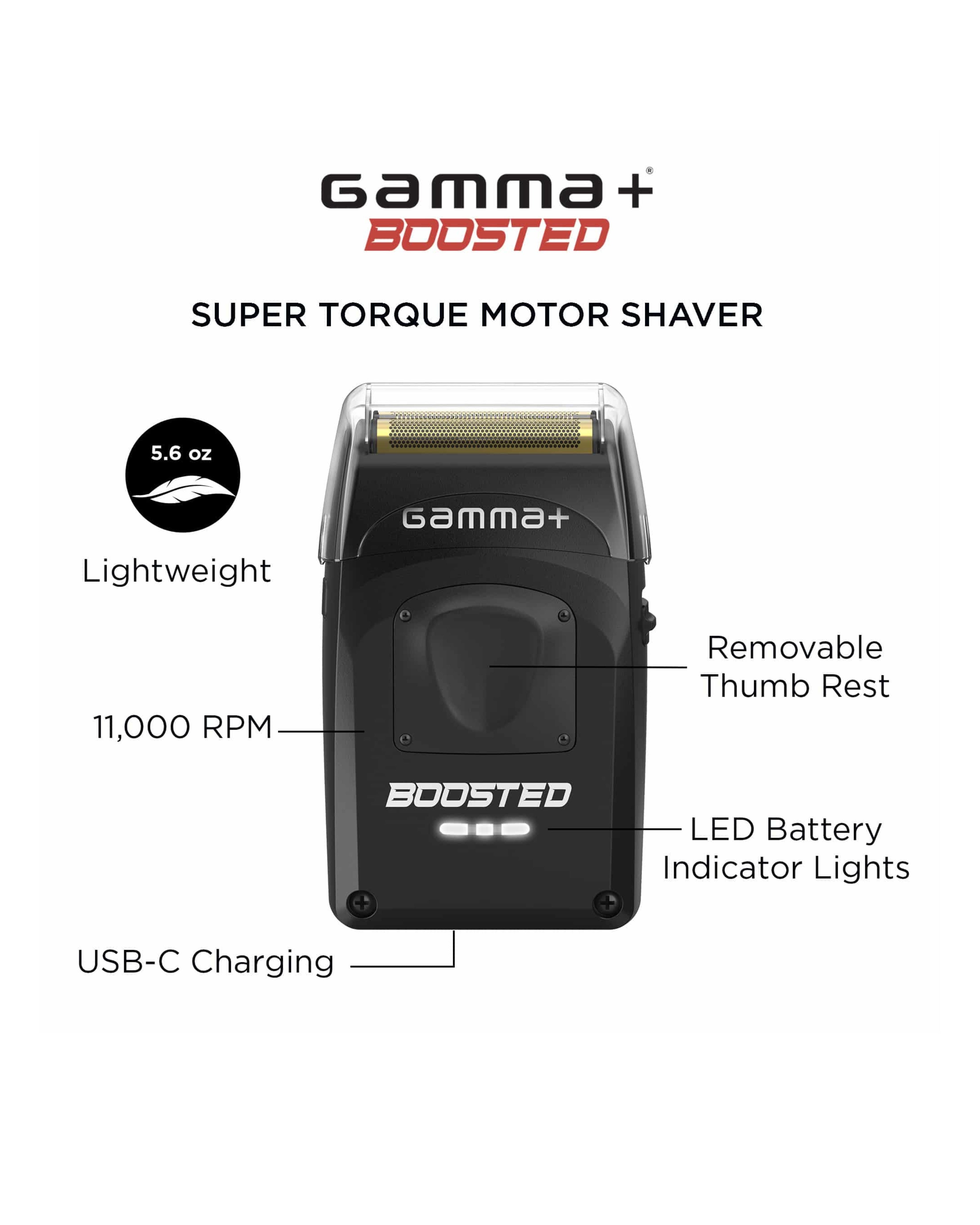 Gamma+ Boosted Electric Shaver with 3 Blades - Cordless Rechargebable  IPX7 Waterproof Shaver