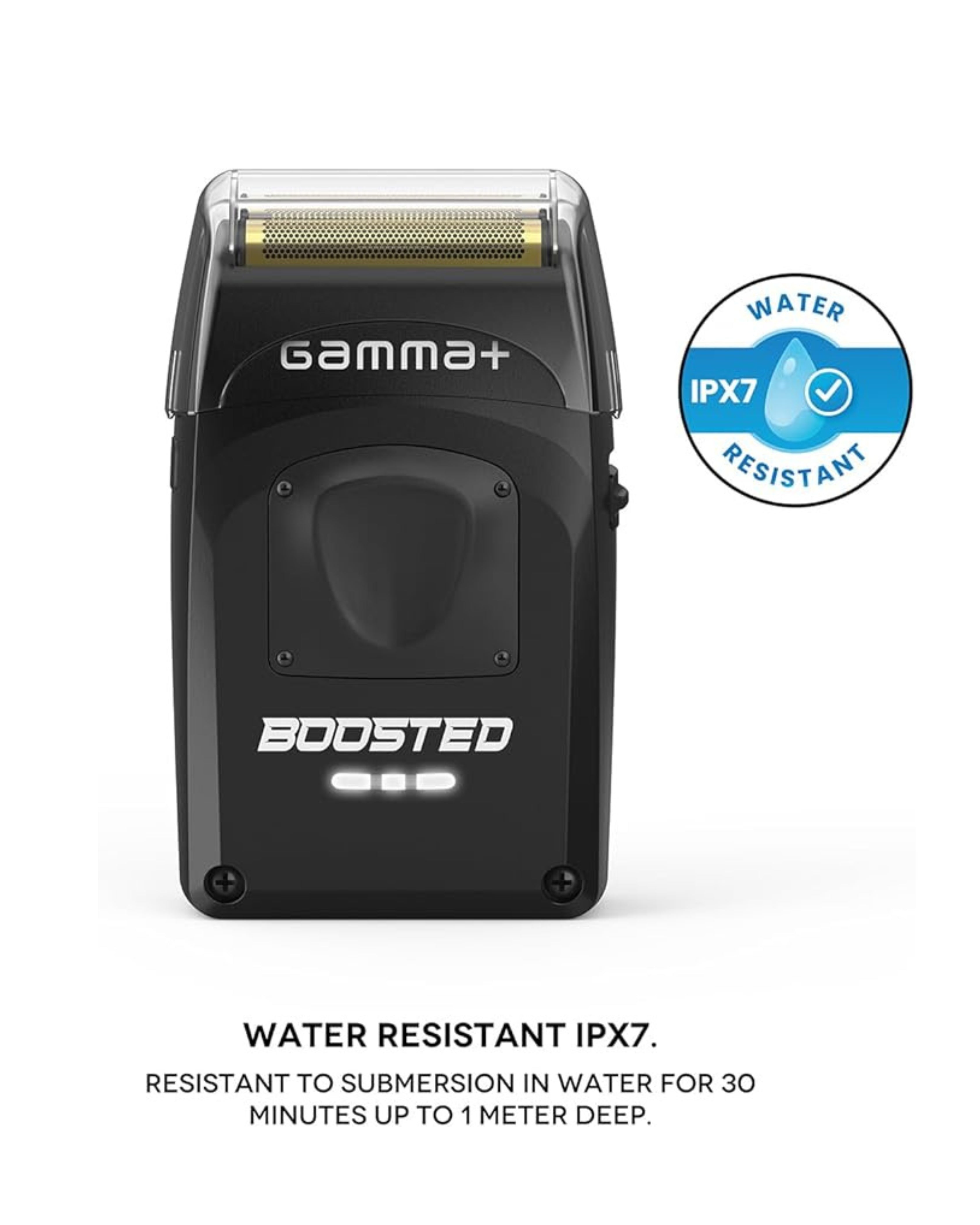 Gamma+ Boosted Electric Shaver with 3 Blades - Cordless Rechargebable  IPX7 Waterproof Shaver