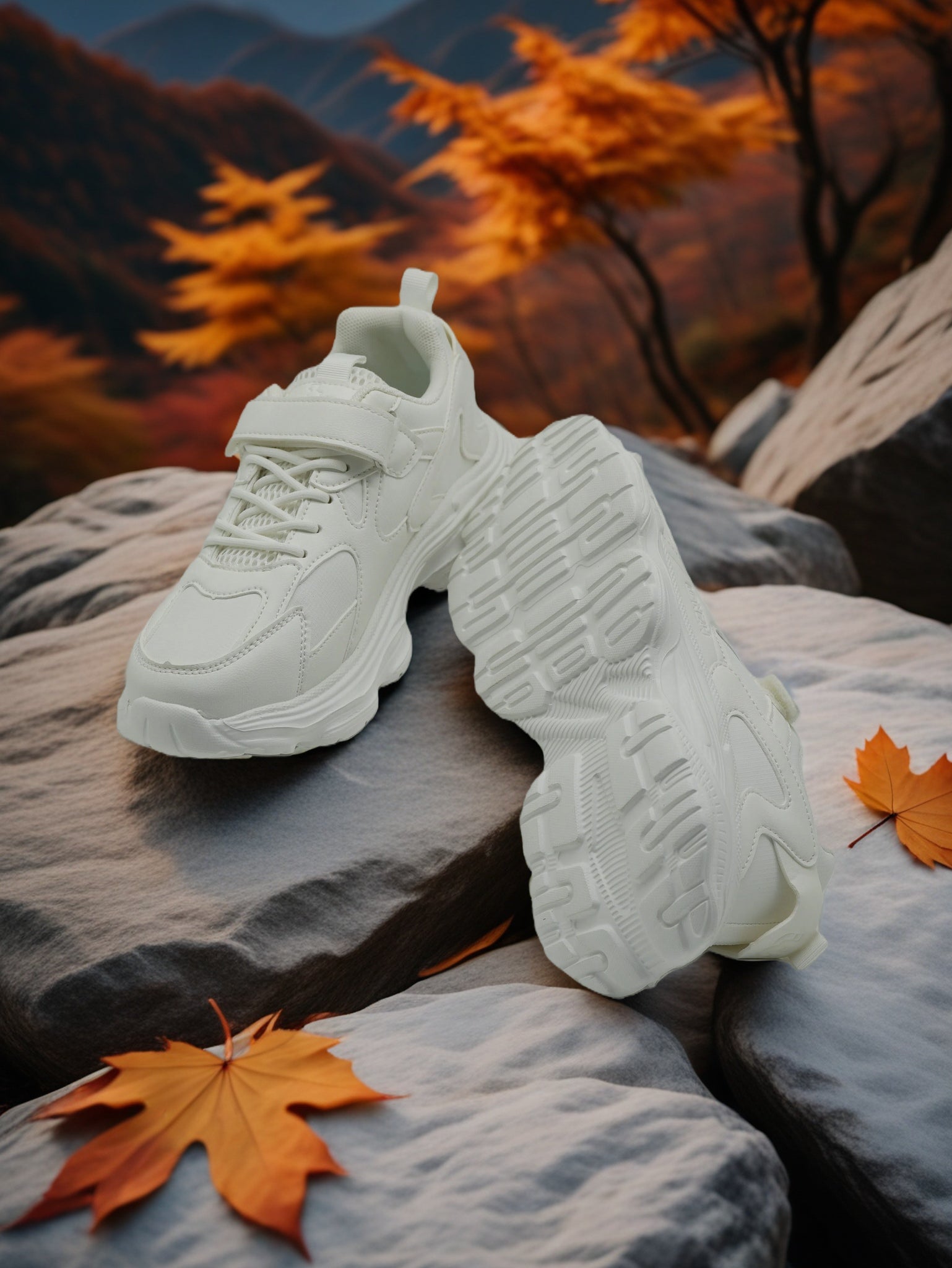 Women Light Weight White Chunky Sneakers