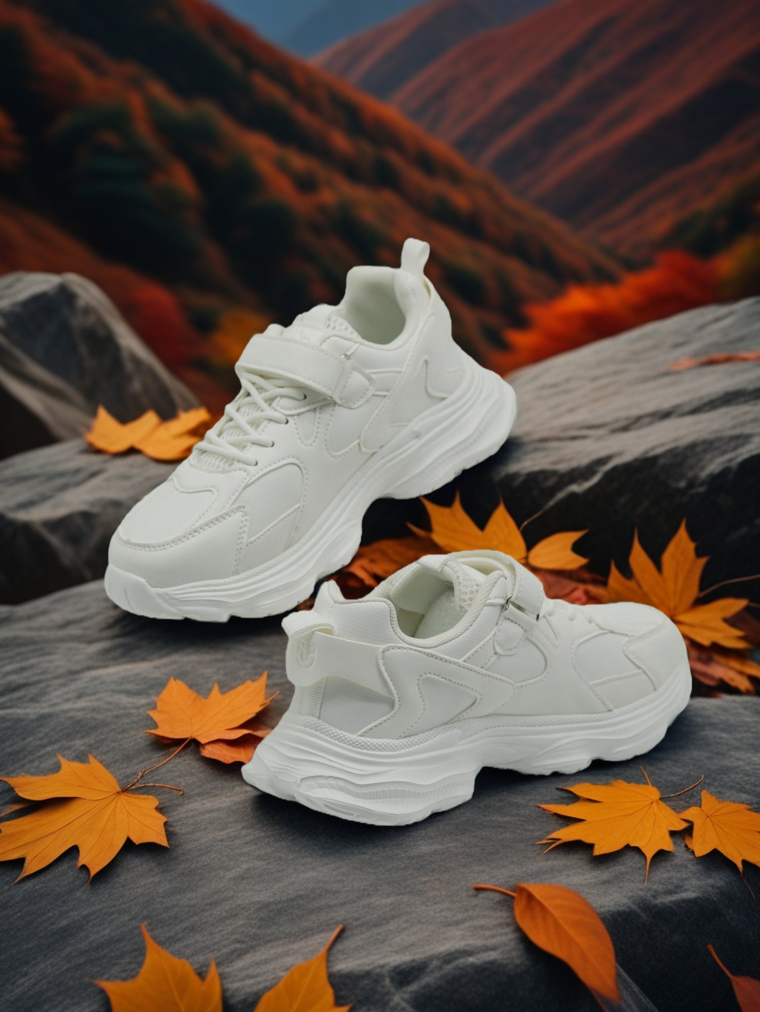 Women Light Weight White Chunky Sneakers