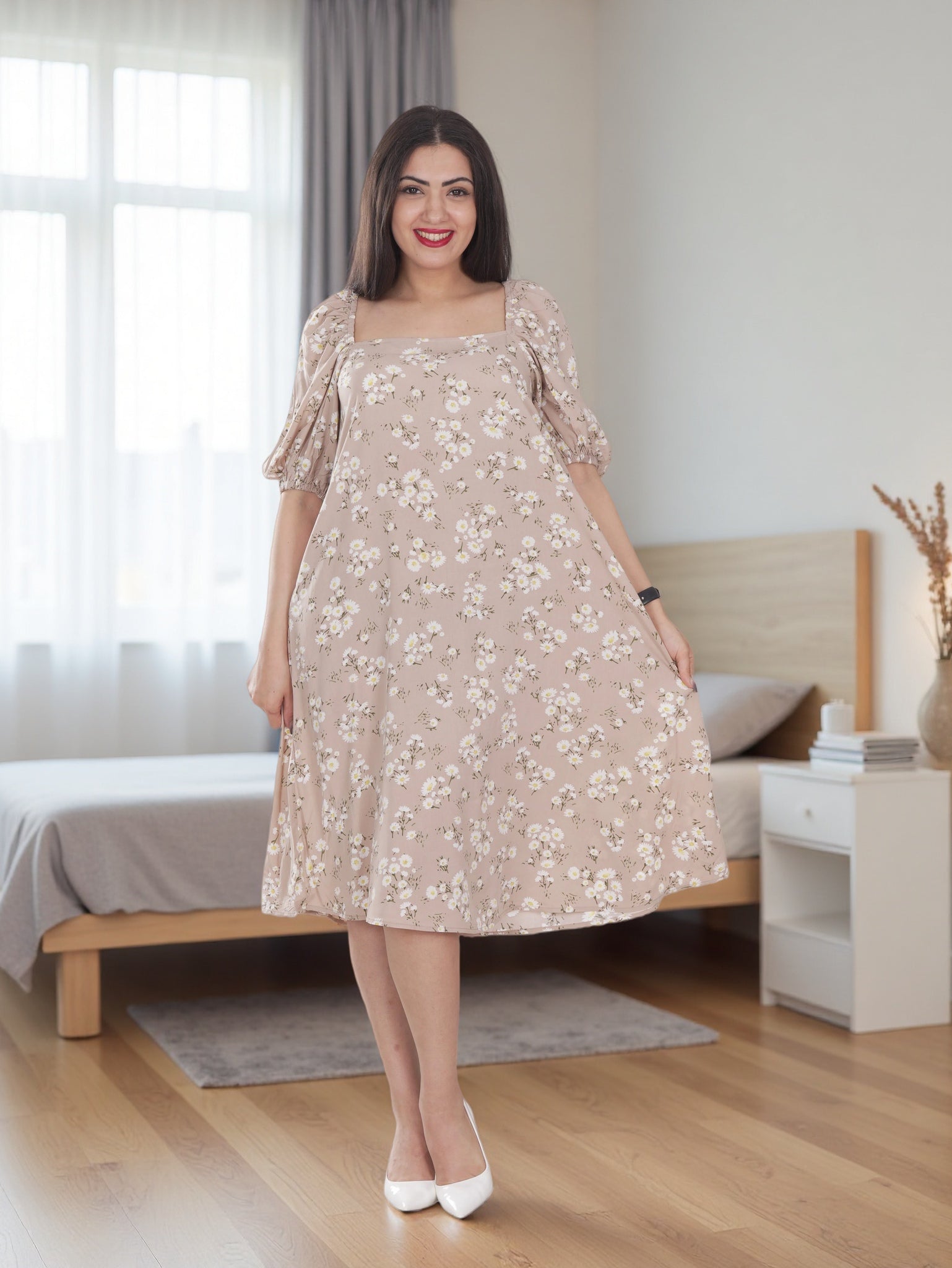 Women Short Sleeve Floral Dress