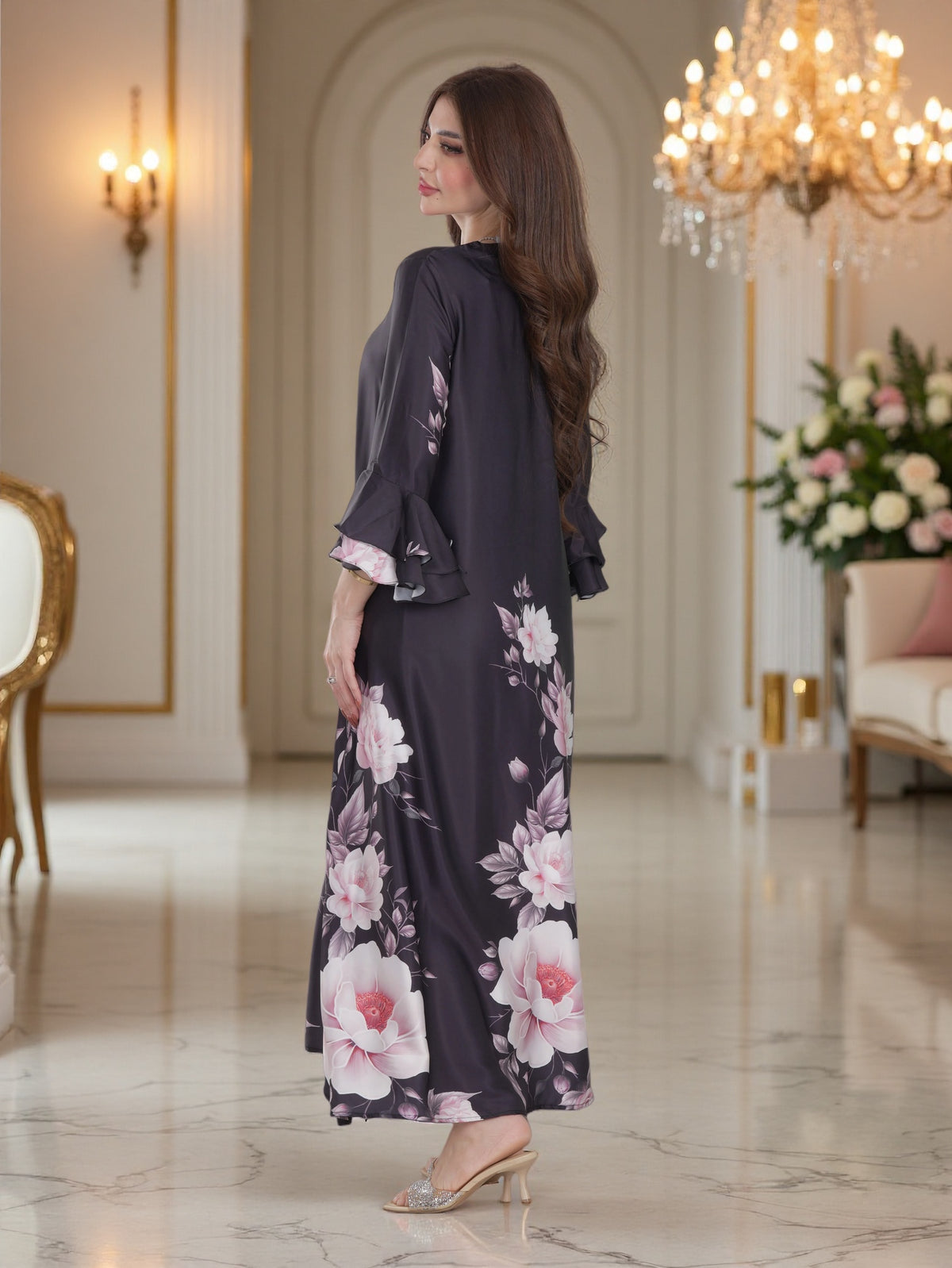 Women’s Floral & Paisley Printed Maxi Kaftan Dress 3-Piece Bundle – Saudi National Day Offer