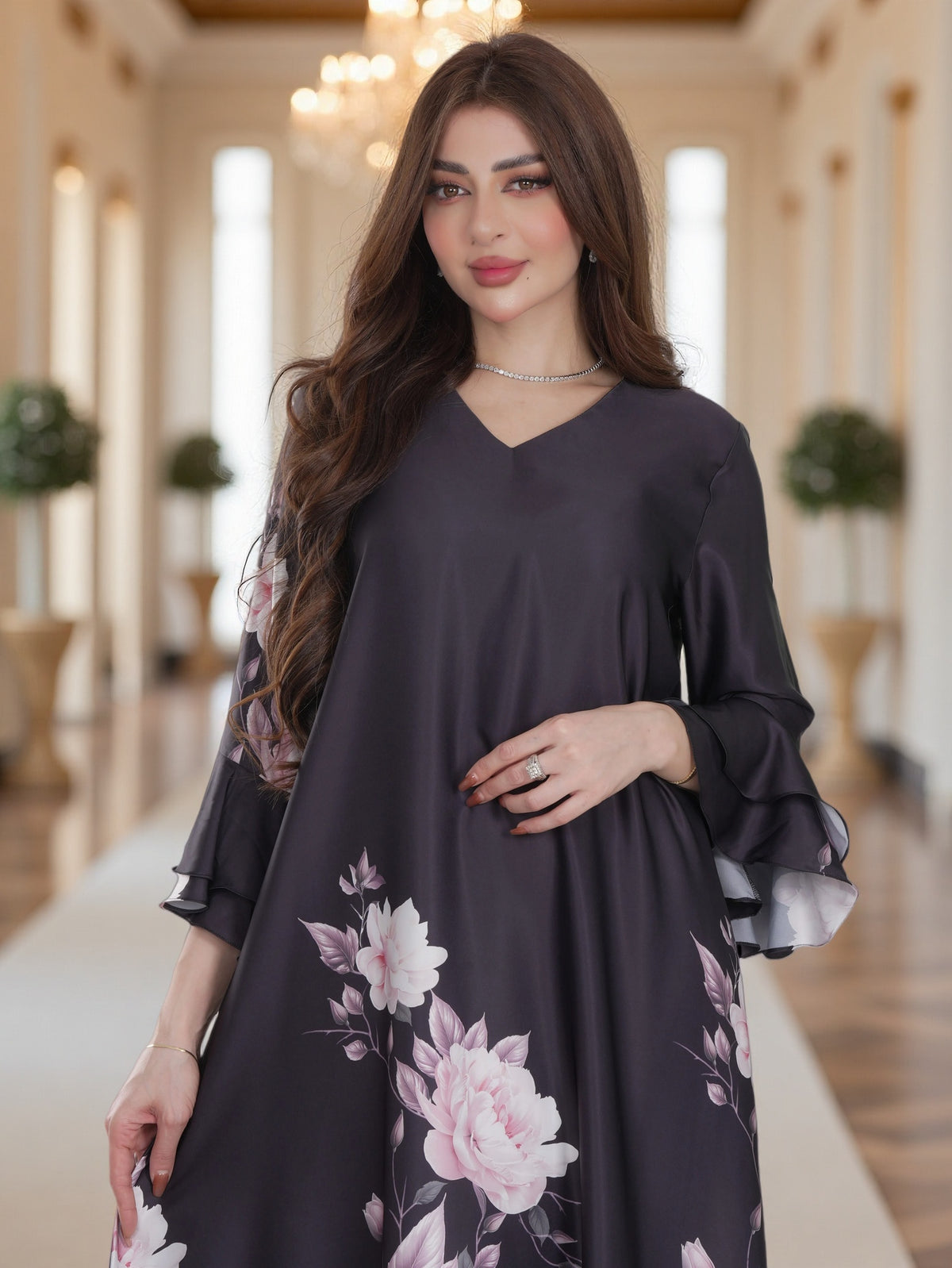Women’s Floral & Paisley Printed Maxi Kaftan Dress 3-Piece Bundle – Saudi National Day Offer