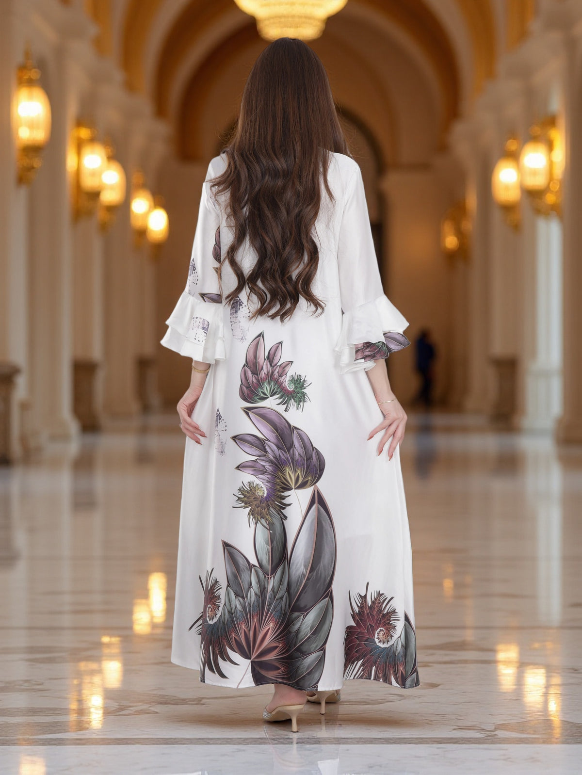 Women’s Floral & Paisley Printed Maxi Kaftan Dress 3-Piece Bundle – Saudi National Day Offer