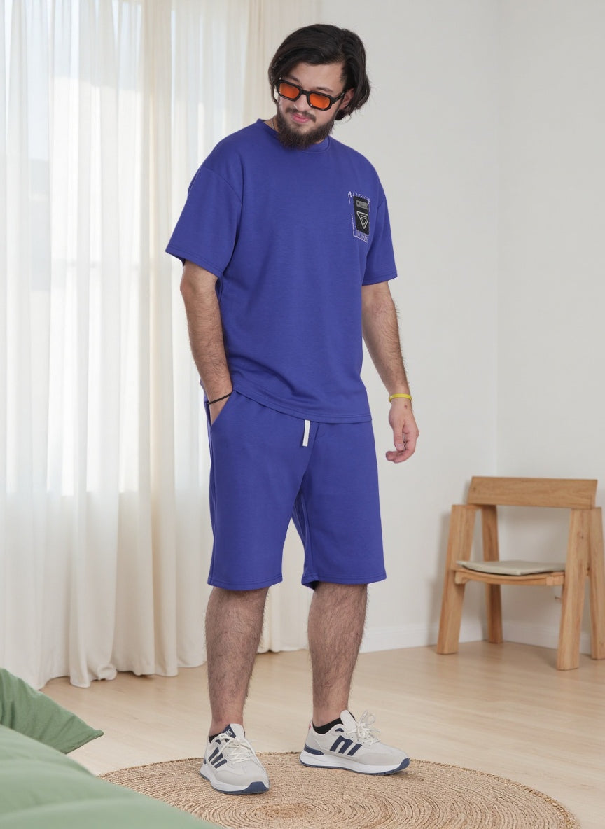 Finelook Premium Lounge Set – Oversized T-Shirt & Shorts Co-Ord for Men