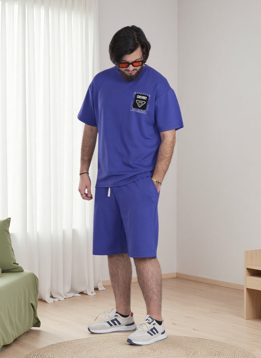 Finelook Premium Lounge Set – Oversized T-Shirt & Shorts Co-Ord for Men
