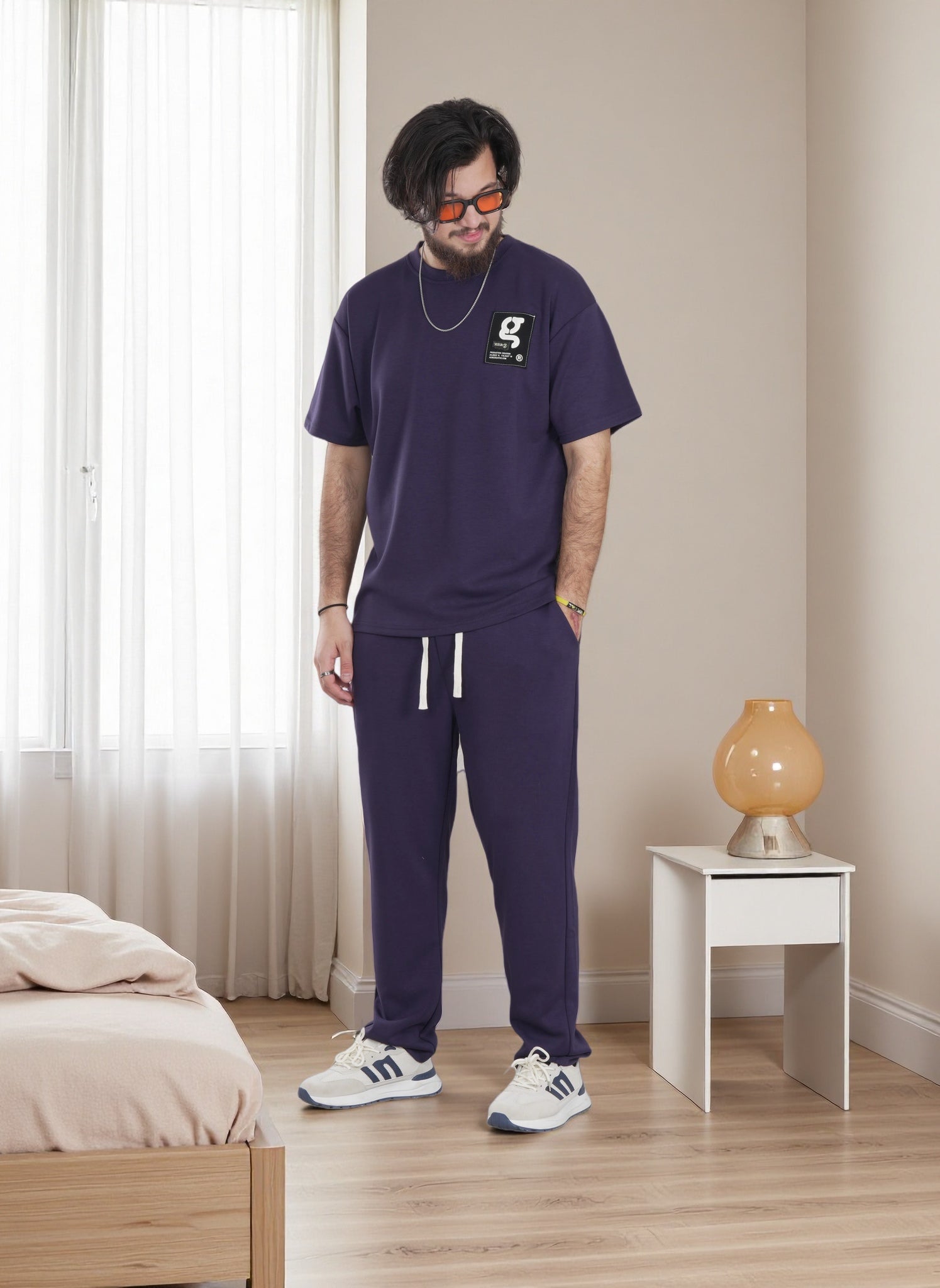 Finelook Premium Lounge Set – T-Shirt & Jogger Sweatpants Co-Ord for Men | Casual Streetwear Tracksuit