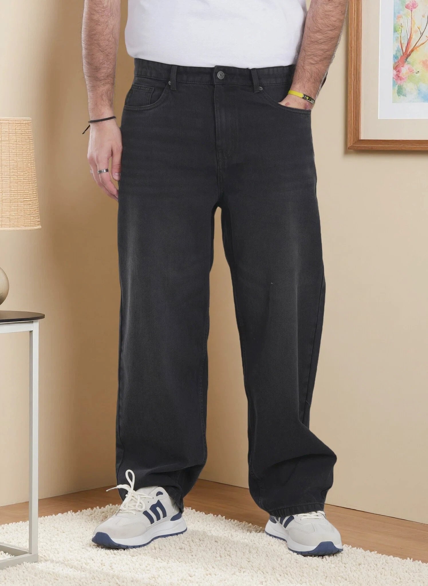 Men’s Relaxed Fit Wide-Leg Denim Jeans – Premium Washed Blue Casual Streetwear Pants