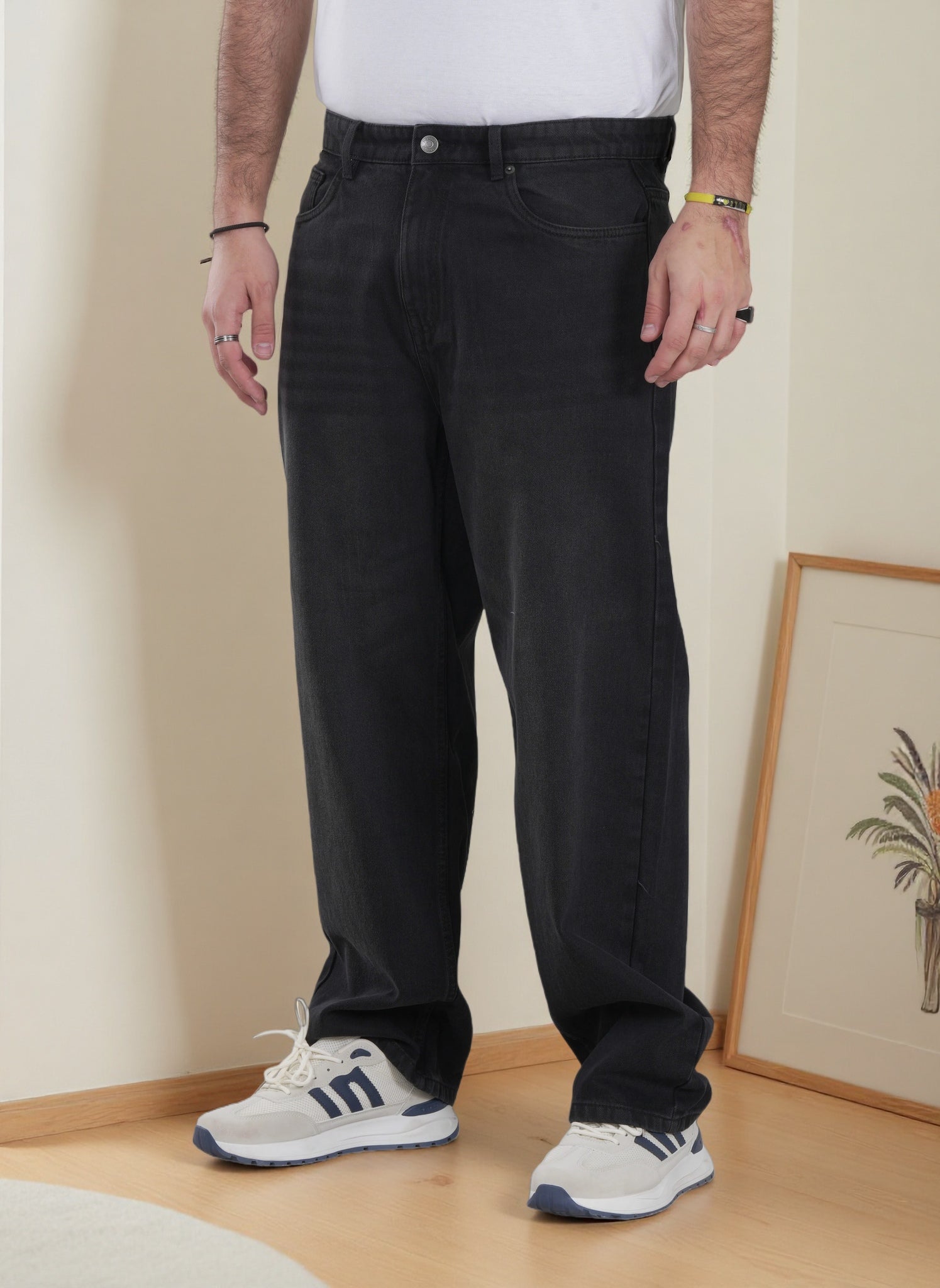 Men’s Relaxed Fit Wide-Leg Denim Jeans – Premium Washed Blue Casual Streetwear Pants