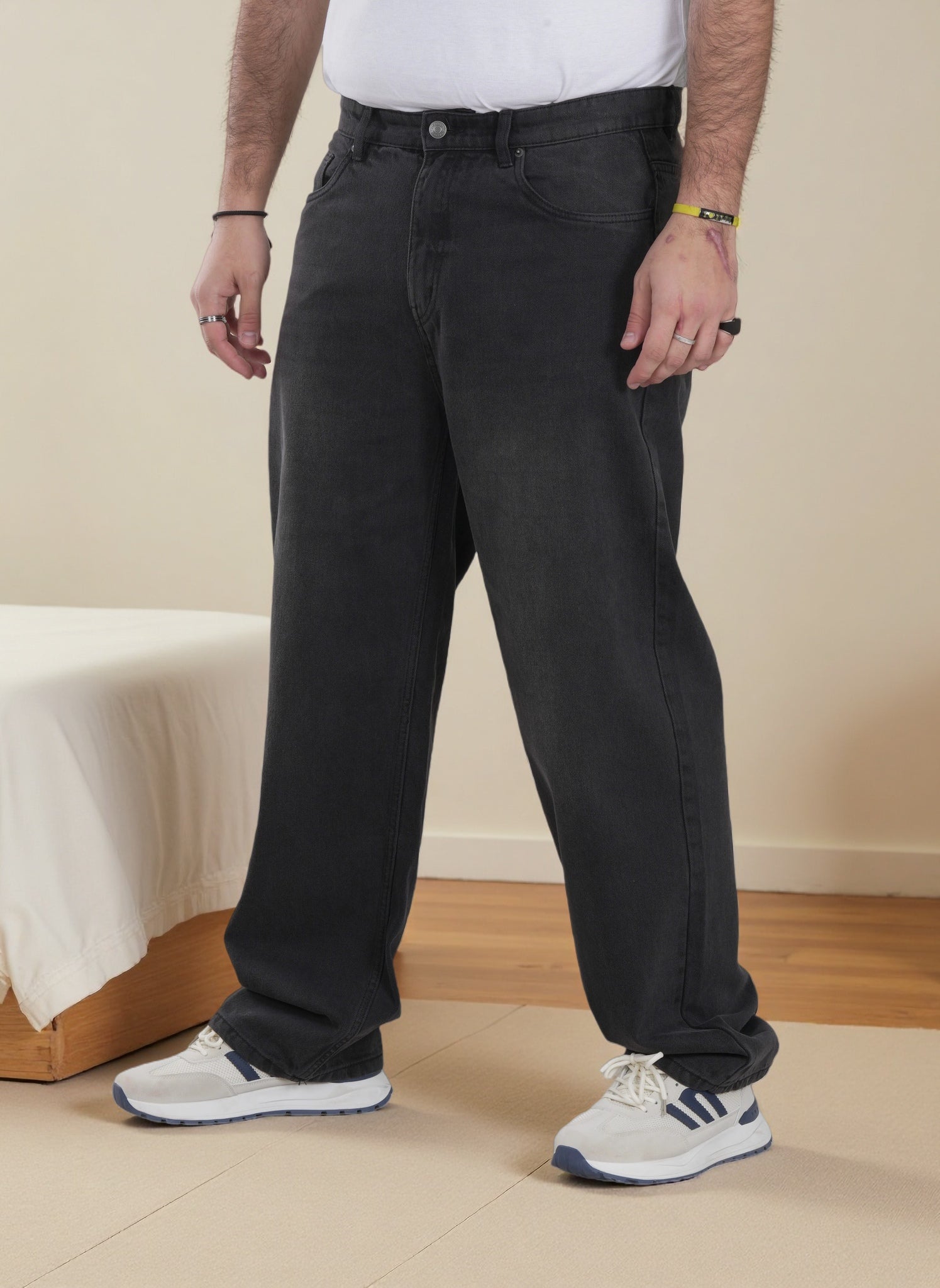 Men’s Relaxed Fit Wide-Leg Denim Jeans – Premium Washed Blue Casual Streetwear Pants