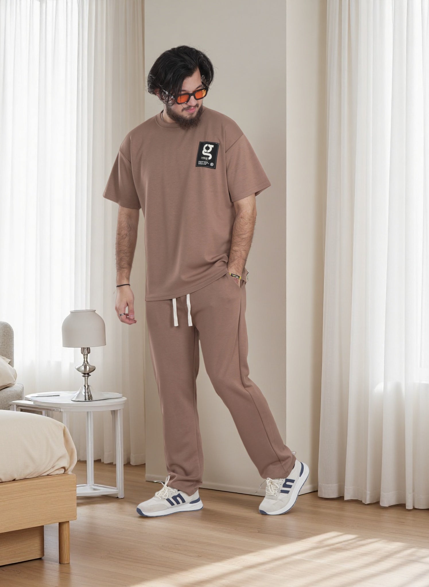 Finelook Premium Lounge Set – T-Shirt & Jogger Sweatpants Co-Ord for Men | Casual Streetwear Tracksuit