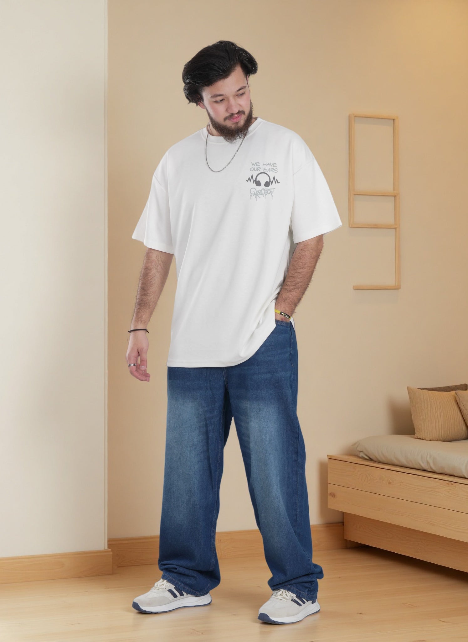 Men’s Relaxed Fit Wide-Leg Denim Jeans – Premium Washed Blue Casual Streetwear Pants