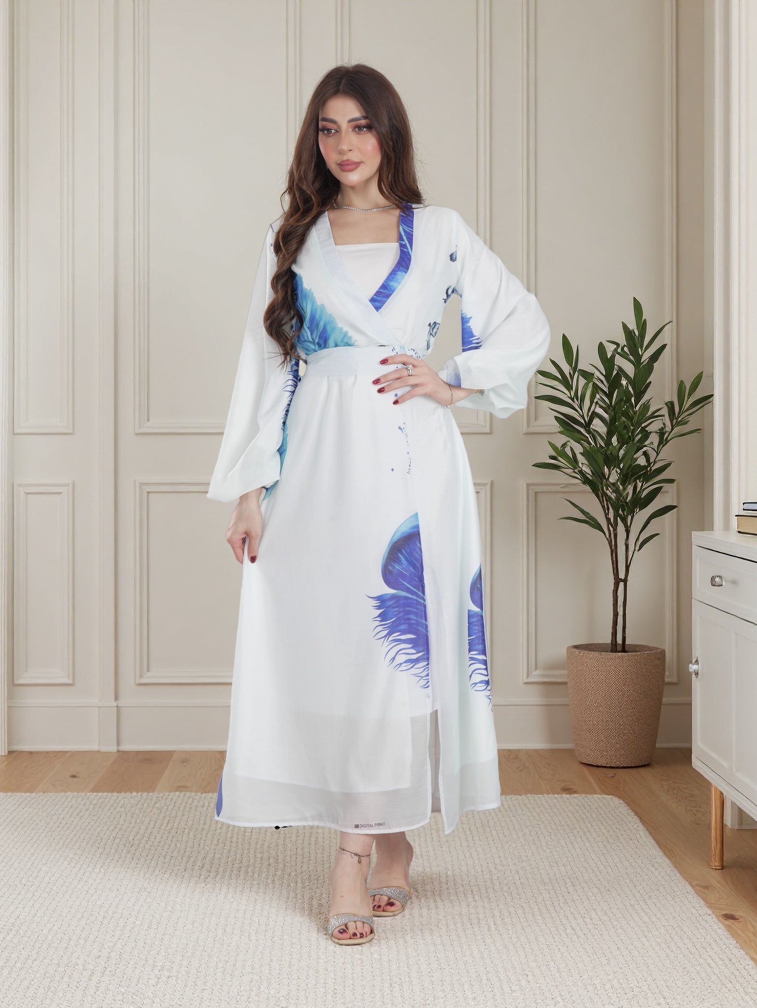 Azure Breeze Printed Maxi Dress – Elegant Modest Collection