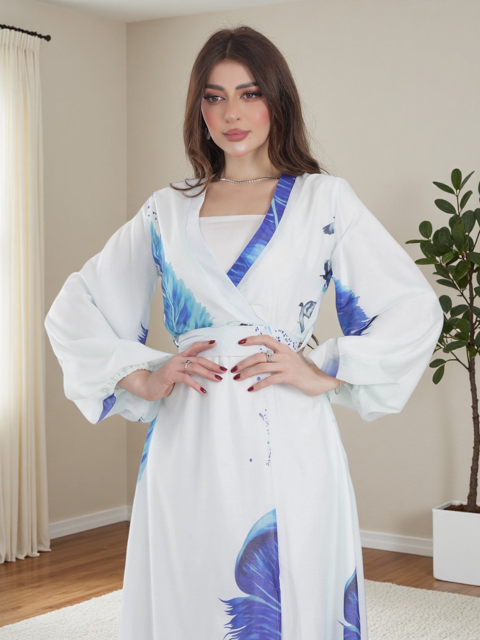 Azure Breeze Printed Maxi Dress – Elegant Modest Collection