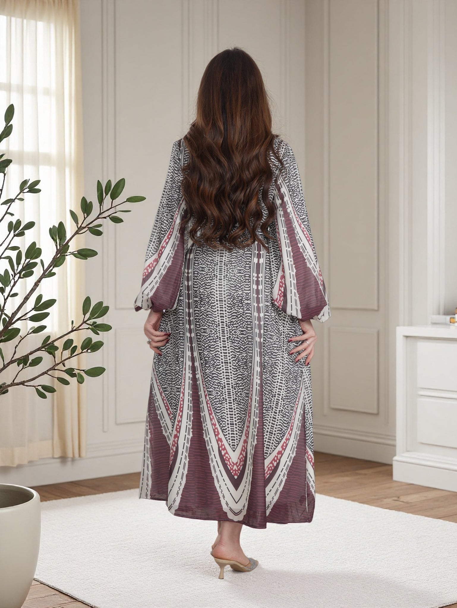 Desert Elegance Printed Maxi Dress – Modern Modest Collection