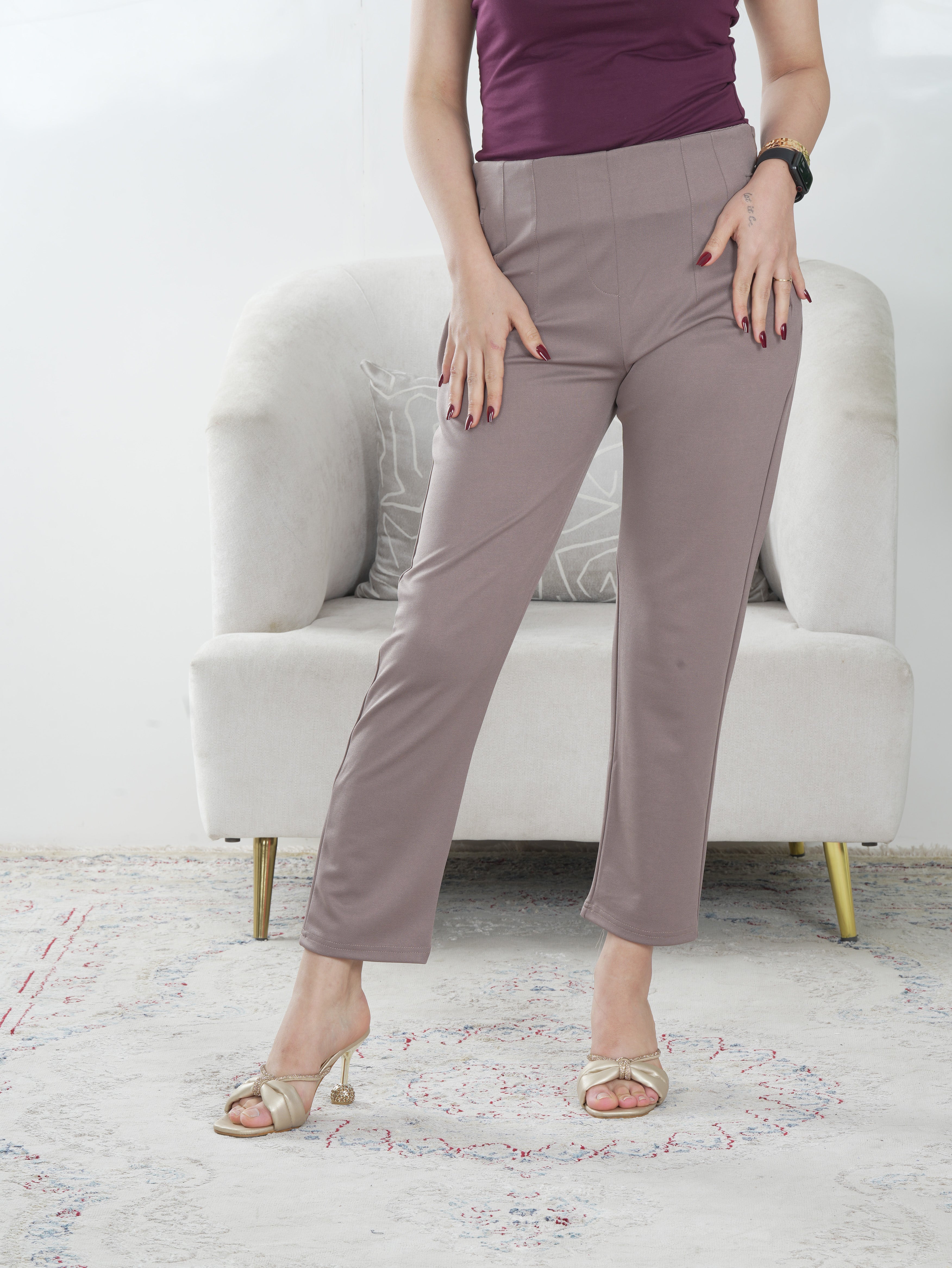 High-Waist Straight Fit Women’s Pants – Elegant Office & Casual Wear