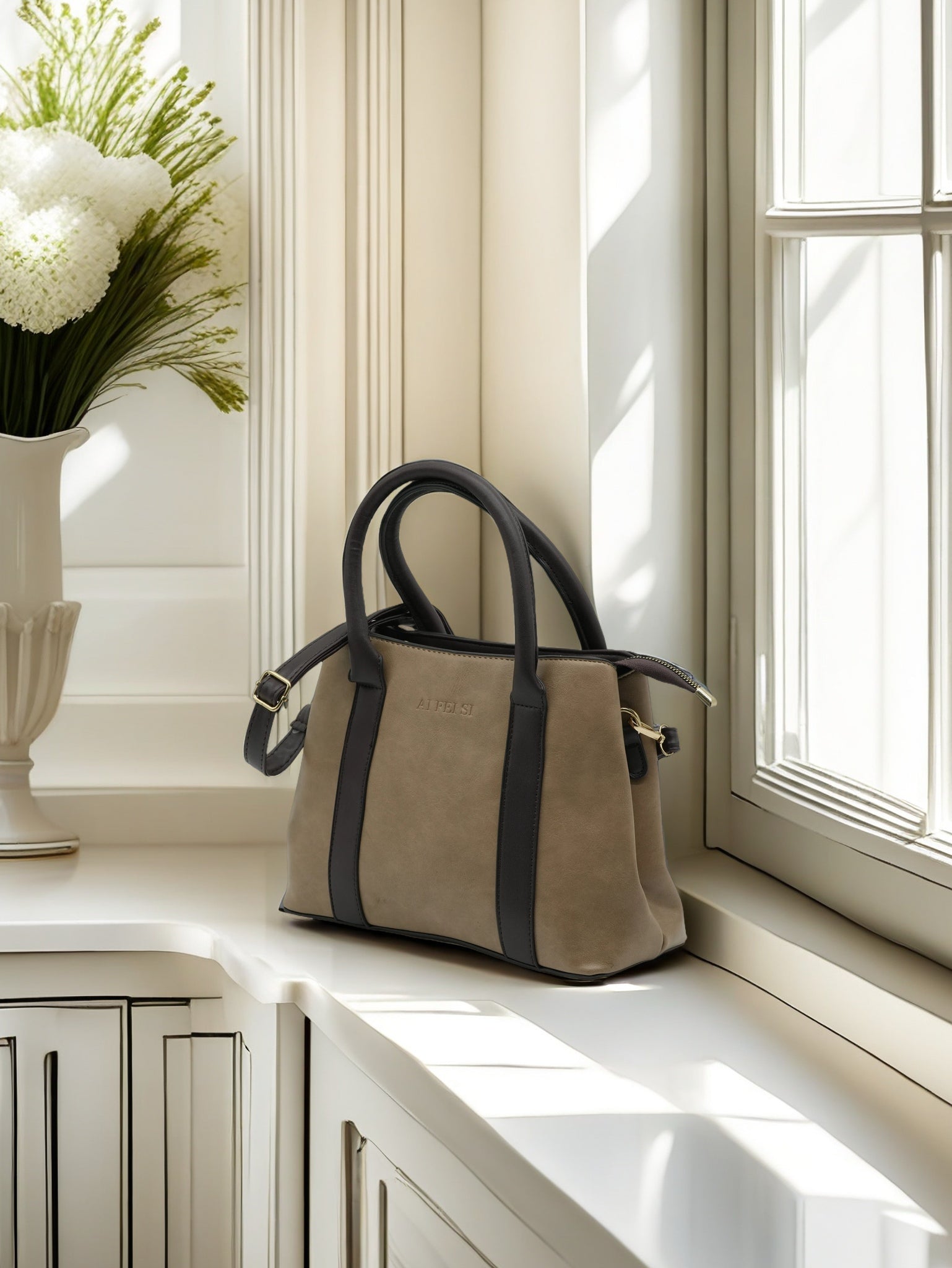 Luxury Women’s Tote with Matching Wallet & Gold Hardware