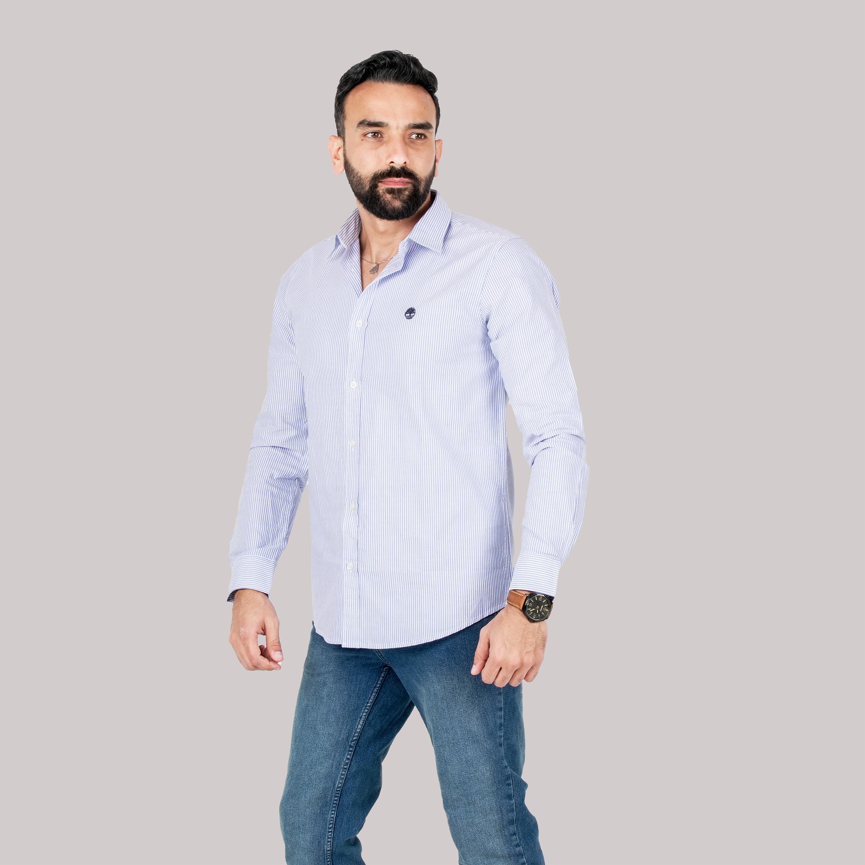 Men’s Vertical Striped Long Sleeve Shirt
