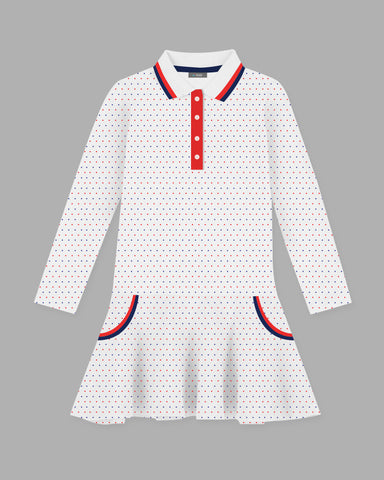 Girls Dots Printed Polo Dress