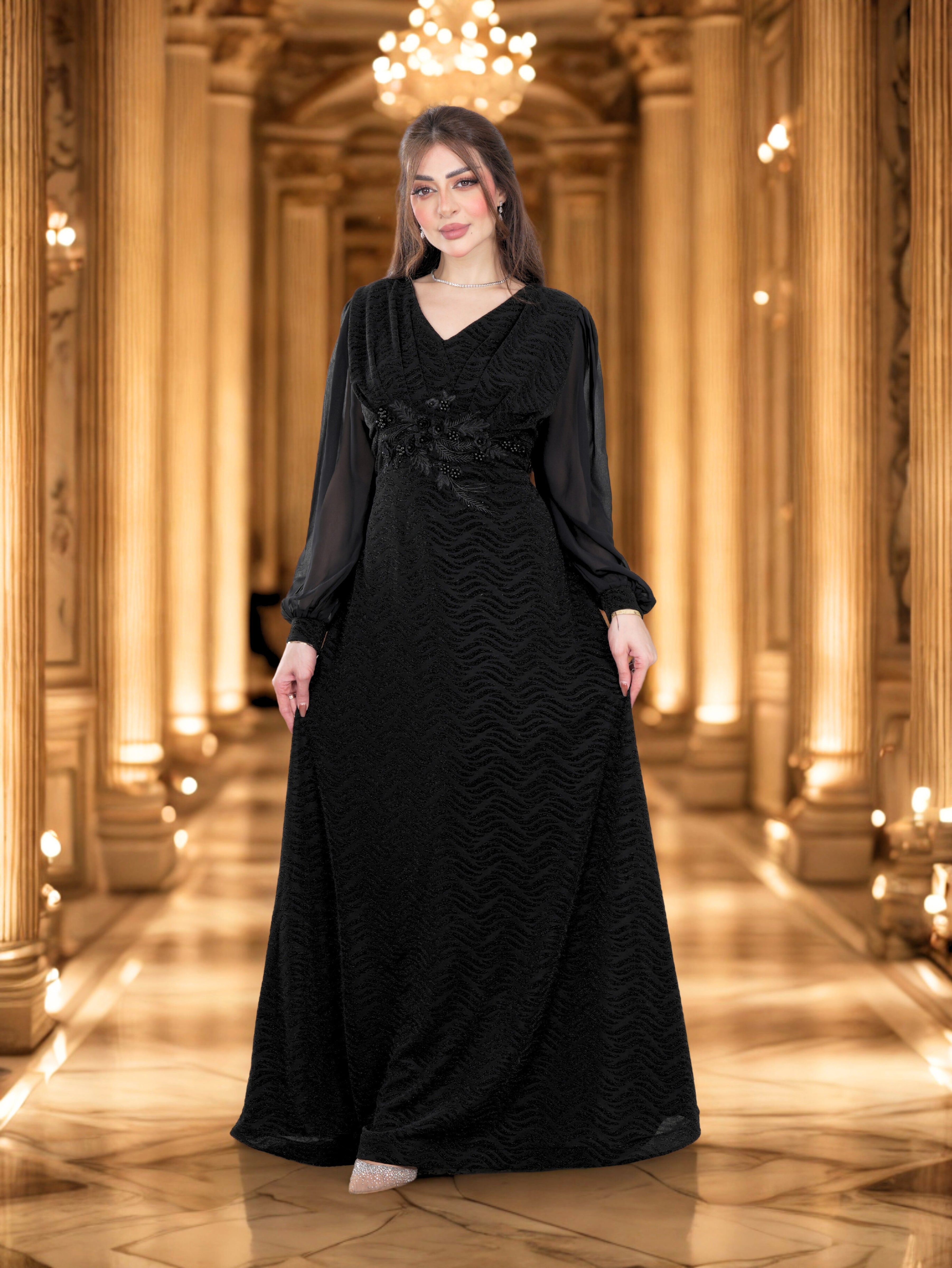 black dress for women elegant Lady Tie - Brienne - Black Fitted midi dress * Design Elegant Black Evening Gown with