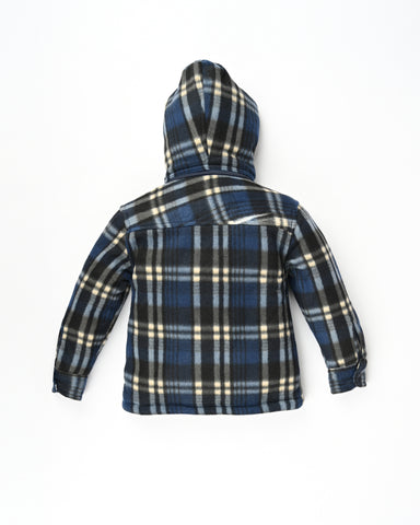 Kids Check Hooded Shacket with Detachable cap