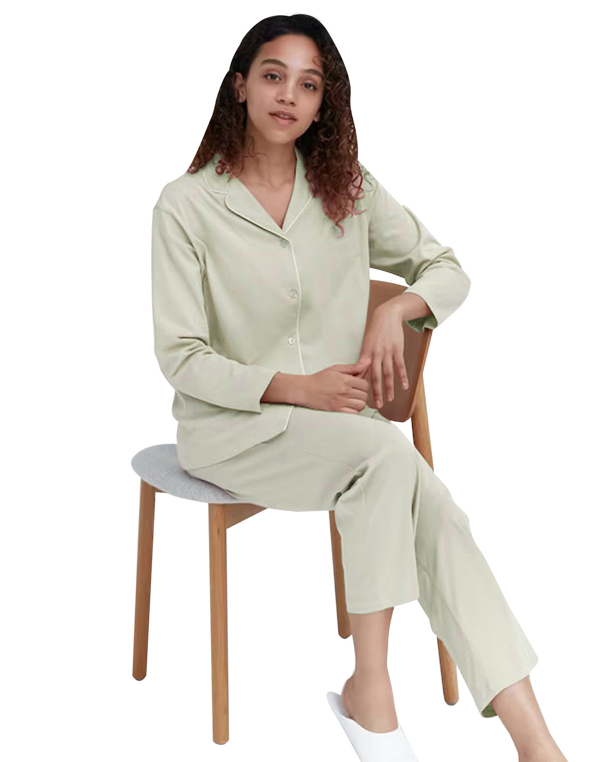 Women's Solid Full Length Pajama Set 2 Pieces