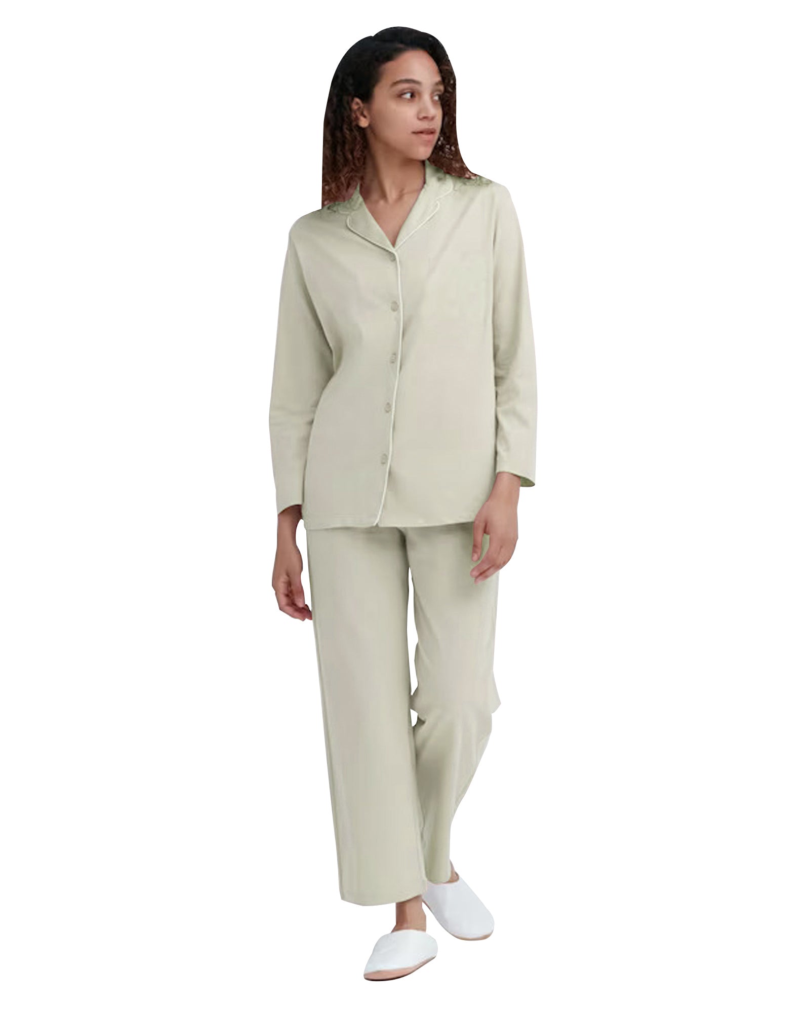 Women's Solid Full Length Pajama Set 2 Pieces