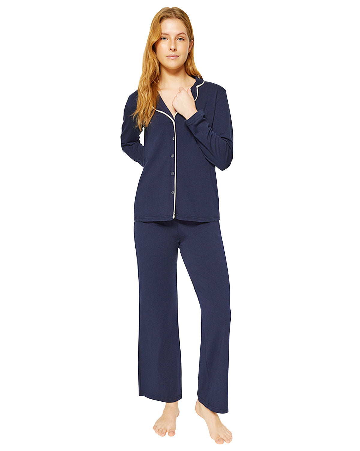 Women's Solid Full Length Pajama Set 2 Pieces
